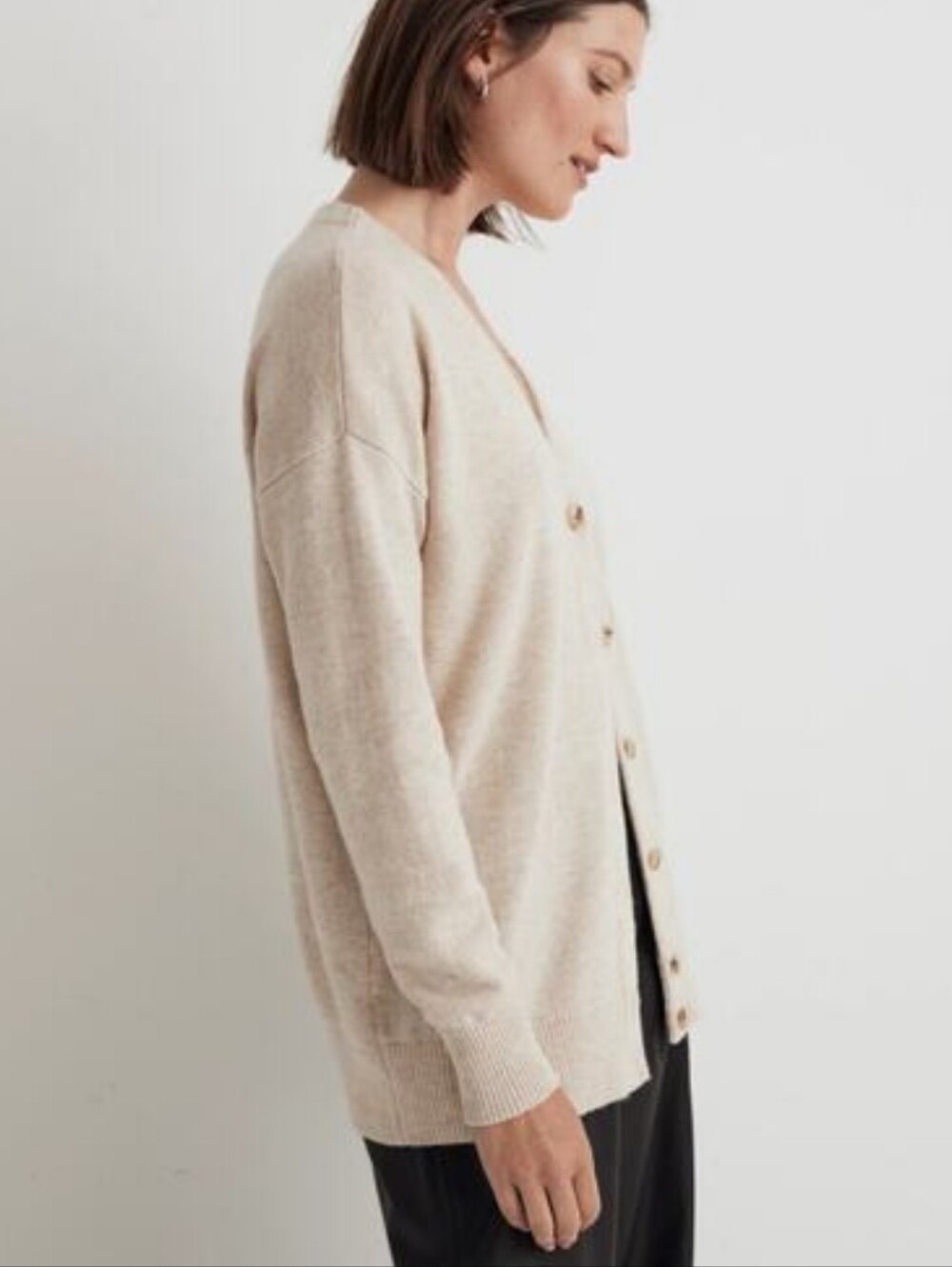 Madewell Neutral Wool Cotton Blend Cardigan Xl - Picture 3 of 7